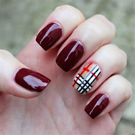 burberry nails burgundy|burberry nail strips.